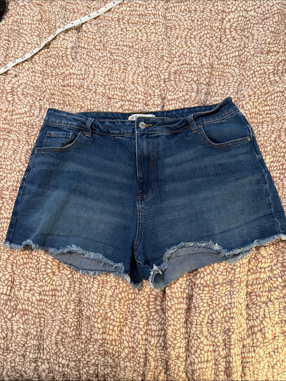 Primark Dark Blue Frayed Hem Denim Shorts